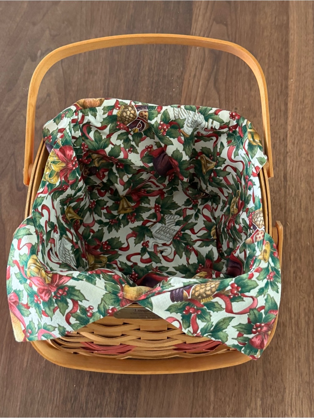 Longaberger Brown and Gold Deck the Halls Basket, 2000 edition.